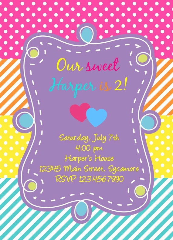 Items similar to Simple & Sweet Girly Birthday Party Invitation