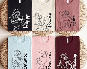 Sieben Zwerge Shirt, Schneewittchen Shirt, Sieben Zwerge Shirt, Füge Deinen eigenen Namen hinzu