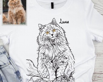 Personalisiertes Haustier-Shirt Haustierfoto + Name Individuelles Hundeportrait - Personalisiertes Haustier-Shirt - Katzen-Shirt 90er Jahre Shirt - Vintage Bootleg Shirt