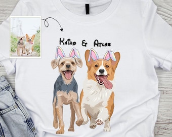 Personalisiertes Haustier-Shirt mit Hasenohren und Namen