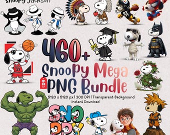 Snoopy Dog png, 460+ Snoopy Mega PNG-bundel, snoopy and woodstock, charlie brown png, instant download voor Cricut