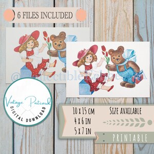 imprimable nounours | postale vintage de l'URSS des années 1980 | Carte postale rétro pour enfants et cadeaux |  Téléchargement numérique
