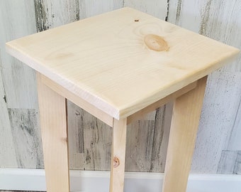Wooden end table, unfinished fully assembled entryway table, small side table, bedside table, phone table, plant stand, table for porch