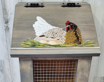 Handmade Farmhouse Potato Onion Bin, Chicken Decor