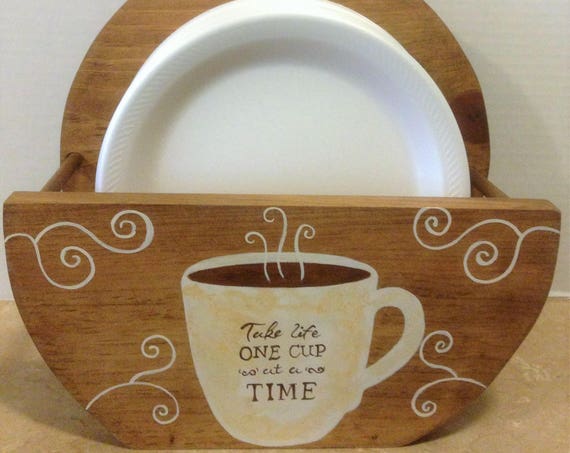 Paper Plate Holders Sealsfamilywoodworks Paper Plate Holder Coffee Decor Theme Bistro Kitchen Wooden