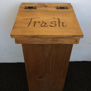 Wooden Trash Container, Pine Trash Bin, Handmade Kitchen Bin, Rustic Decor, Farmhouse Style, thirteen gallon trash can, Pine wood decor,