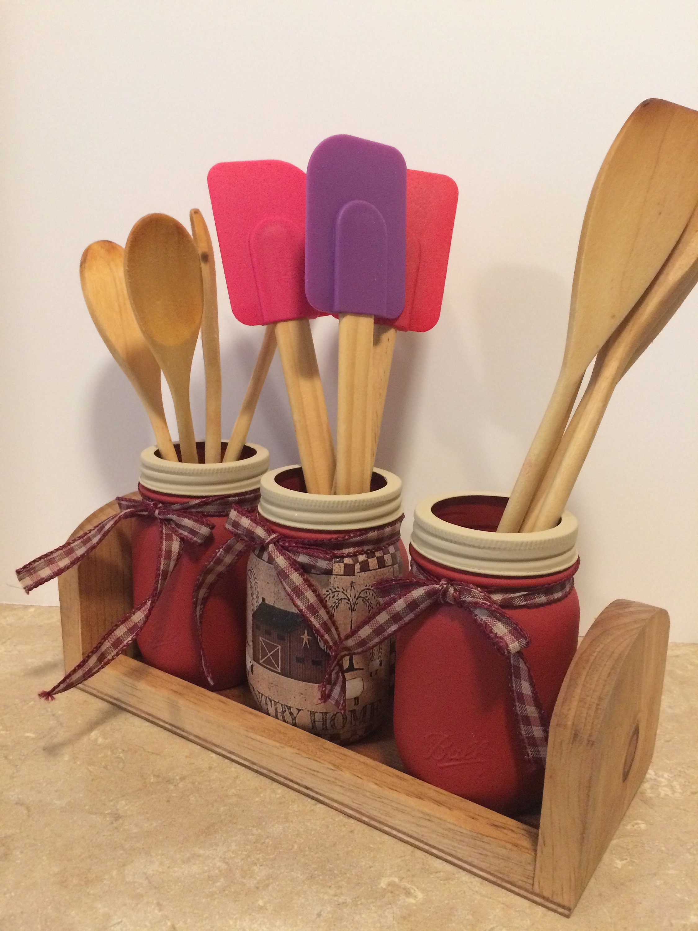 Kitchen Utensil Holders,Primitive Decor,Farmhouse Decor,Farmhouse