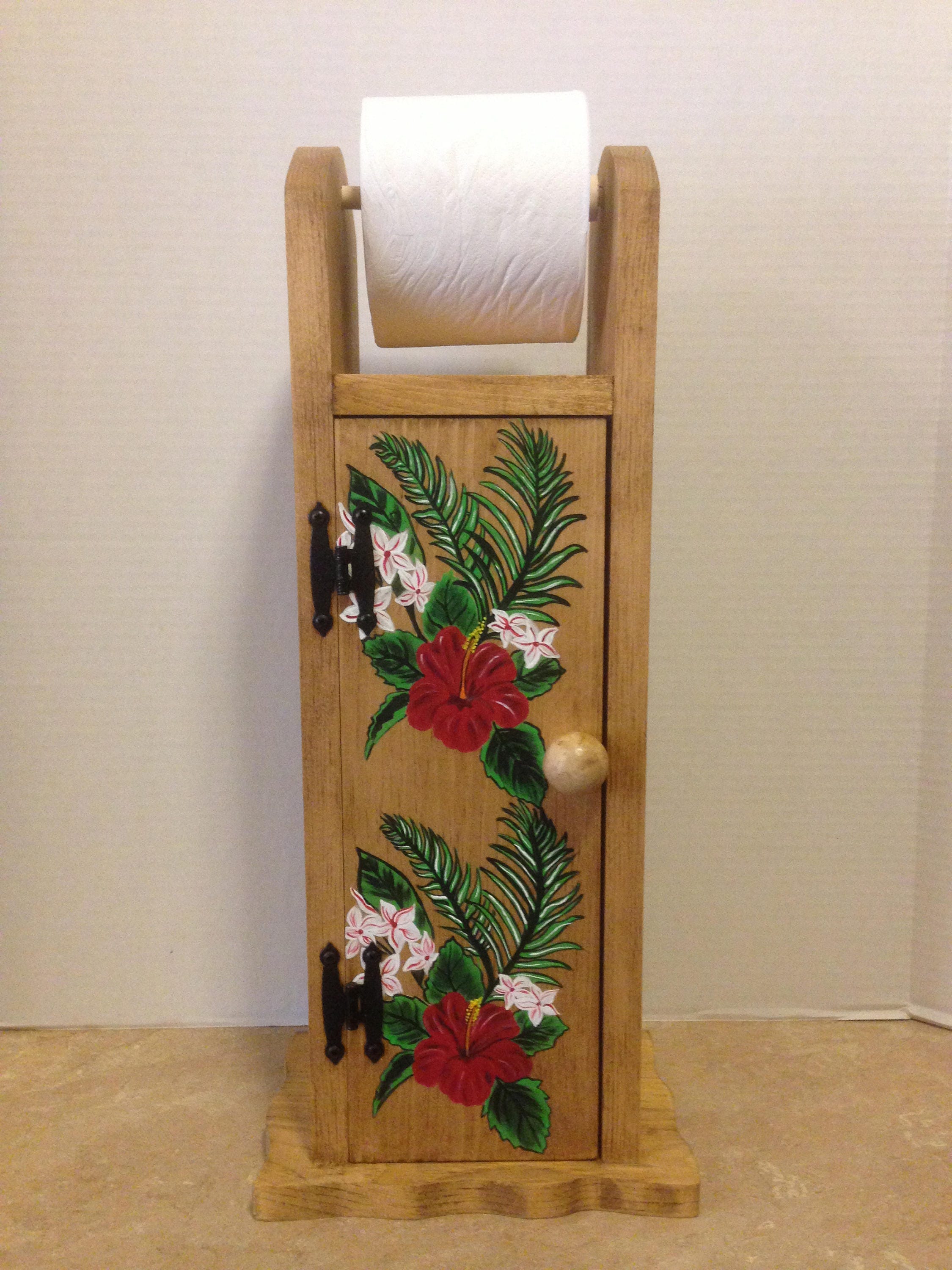 Bill.F Wooden Tissue Holder Standing Roll Paper Towel Holder for