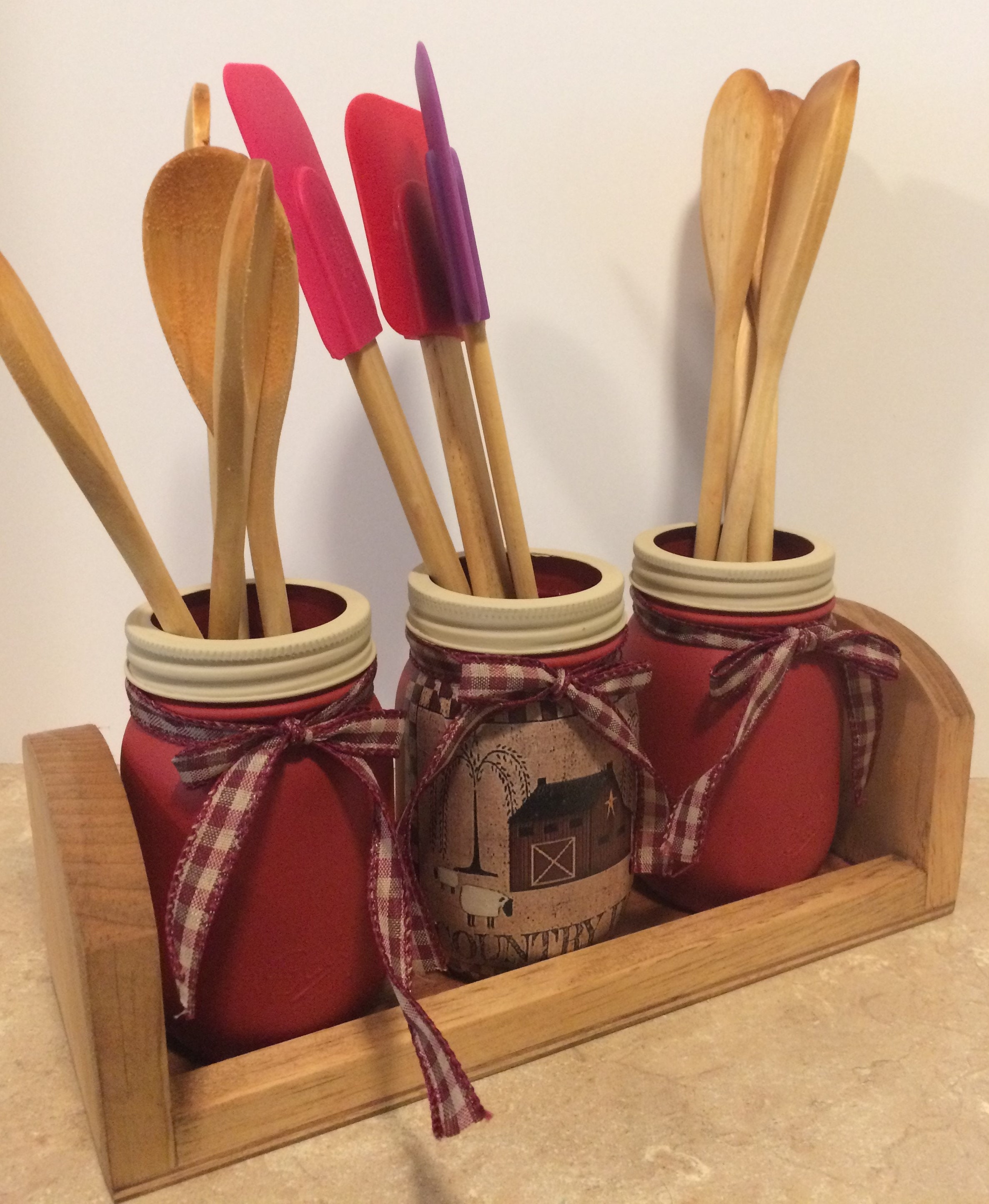 Kitchen Utensil Holders,Primitive Decor,Farmhouse Decor,Farmhouse
