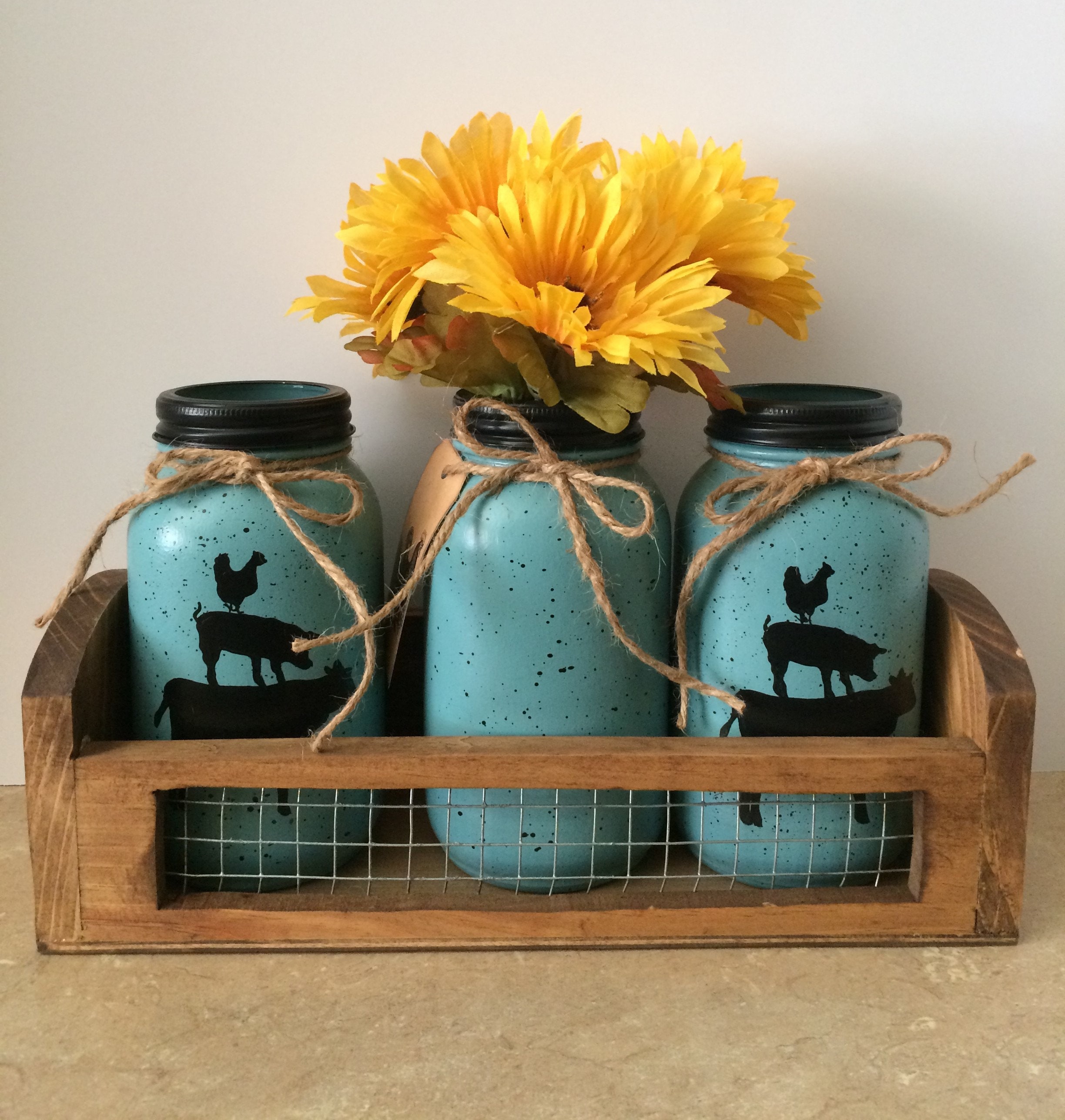 Mason Jar Kitchen Utensil Holders,Mason Jar Decor,Farmhouse Decor,Farm