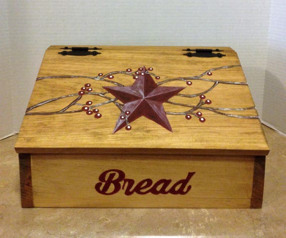 Bread Box  Wooden Bread Box  Kitchen Bread Box  Primitive Star Decor Country Decor  Farmhouse Decor  Primitive Kitchen Decor  Box for bread