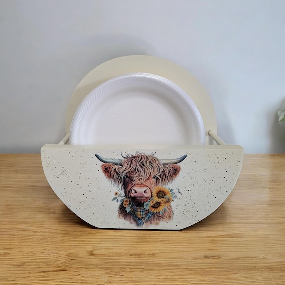Highland cow paper plate holder