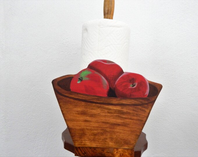 Paper Towel Holder Apple Decor Apple Kitchen Decor Wooden Etsy