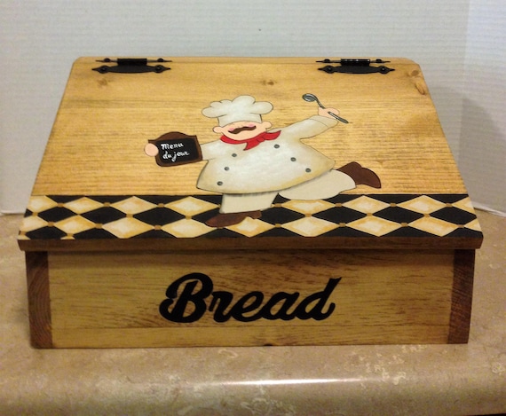 Chef Bread Box, Chef Kitchen Decor, Chef themed Kitchen Bread Box, Gift for Chef, Kitchen Storage for bread, Hand Painted Bread Box,