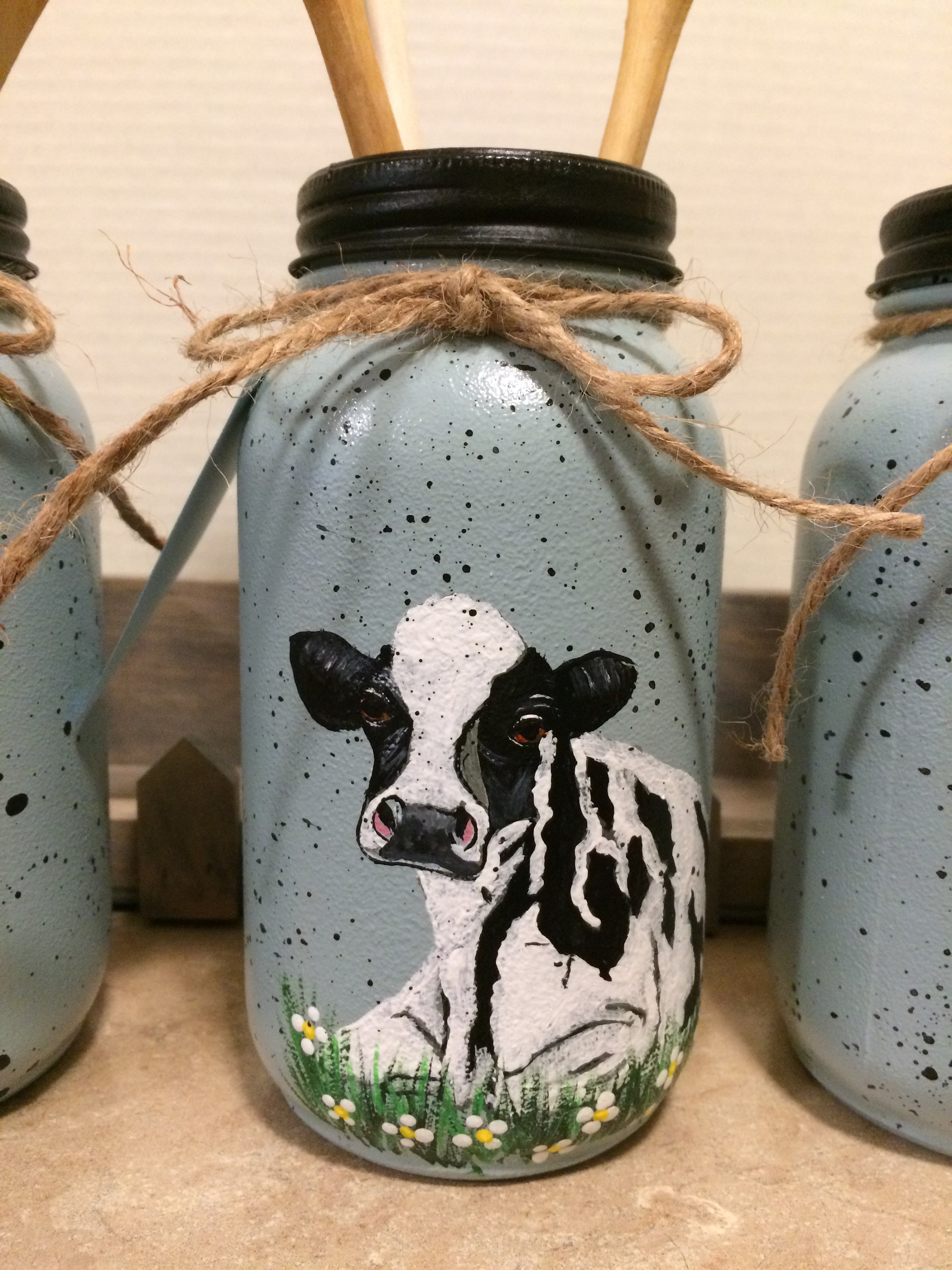 Kitchen Utensil Holder,Farmhouse Decor,Cow Decor,Cow Decor for Kitchen,Kitchen Cow Decor,Cow ...
