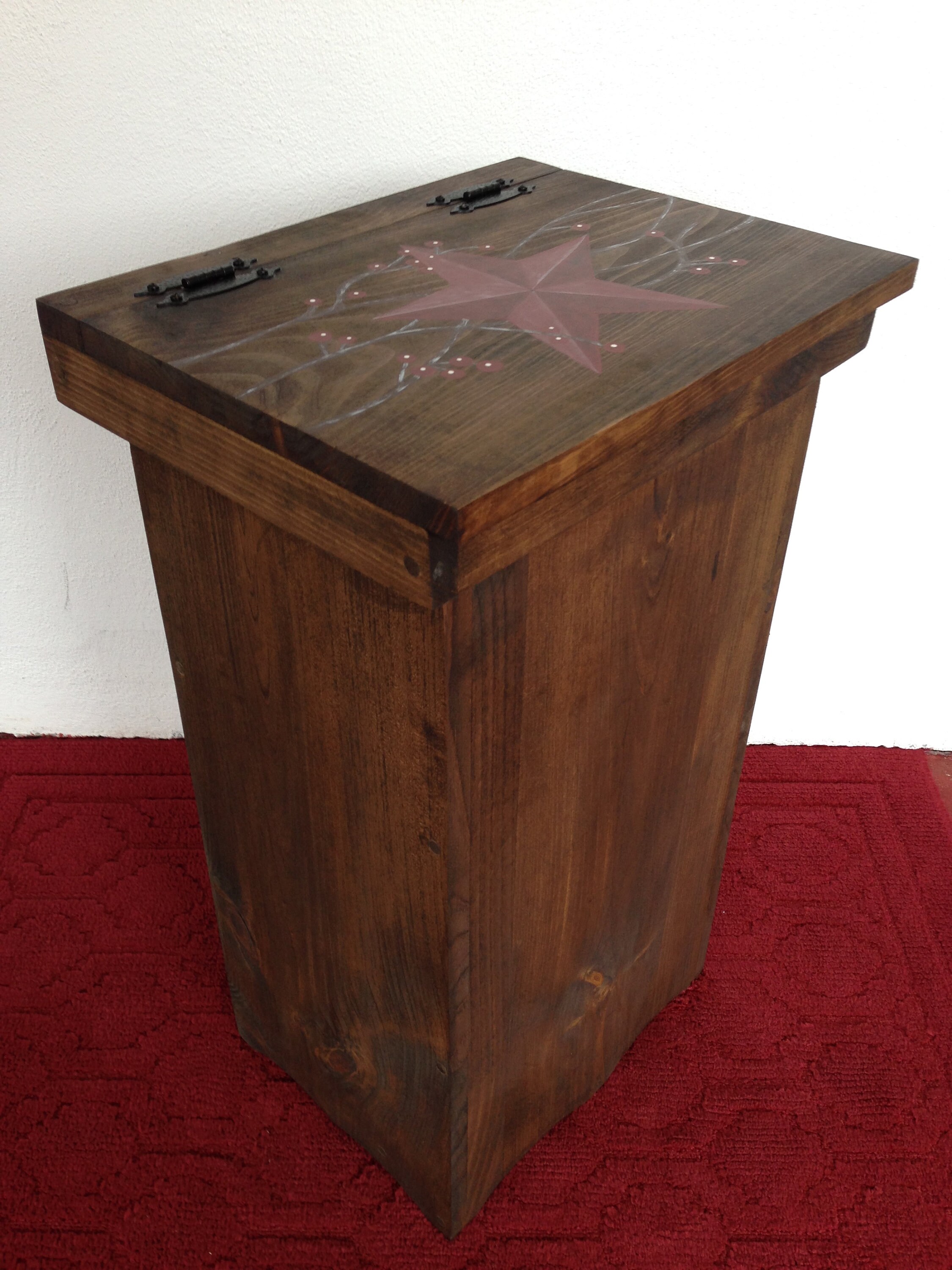 Trash Bin Wooden Trash Bin 30 Gallon Trash Bin Primitive Decor