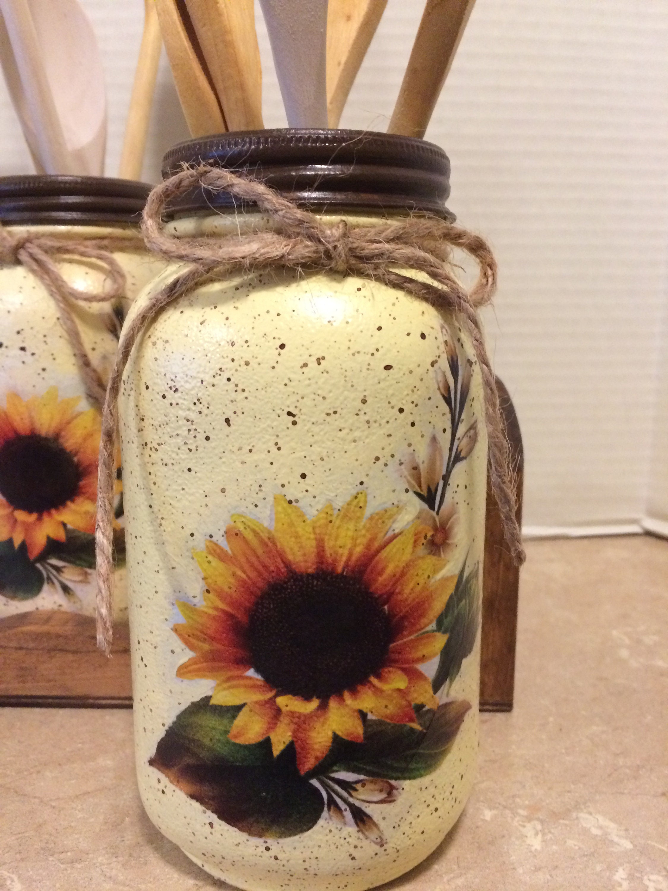 Kitchen Utensil Holders,Mason Jar Decor,Mason Jar Utensil Holders