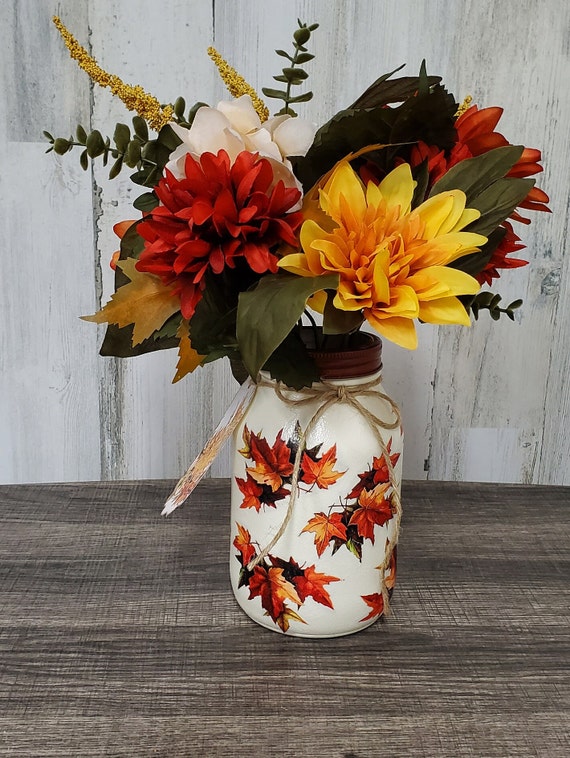 Fall Centerpiece, Autumn Table Centerpiece,Fall Decor,Handmade gift,Mason Jar Decor,Farmhouse Decor, Kitchen Decor,Table Decor,Bathroom