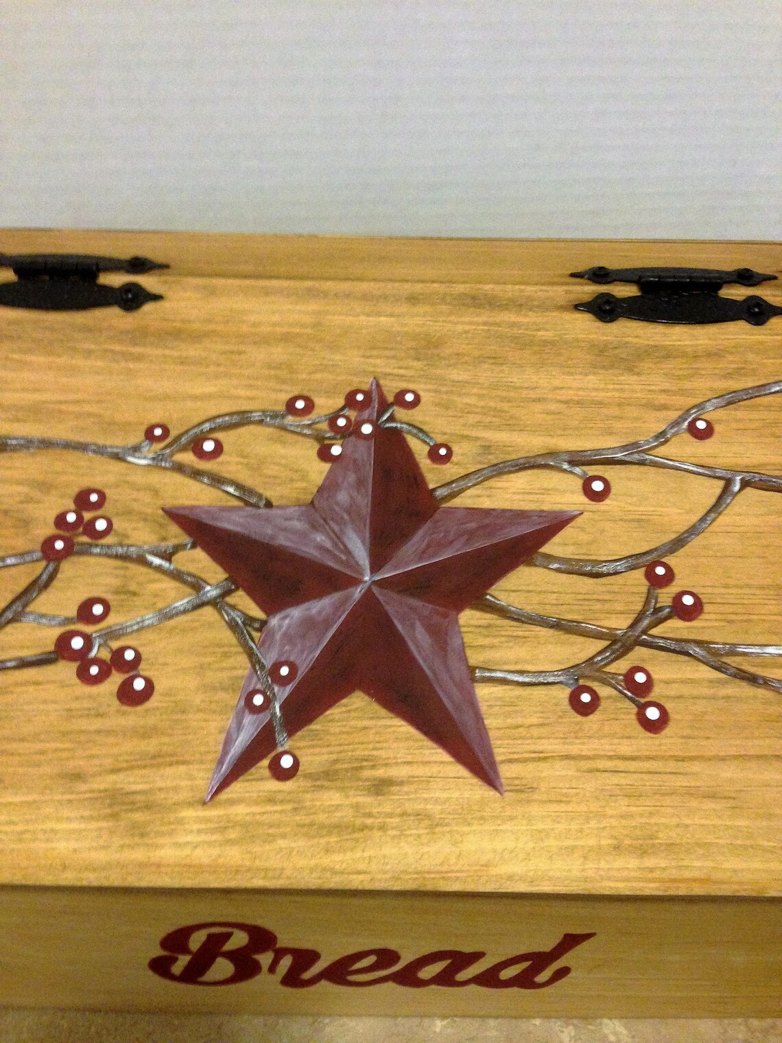 Bread Box Wooden Bread Box Kitchen Bread Box Primitive Star Etsy