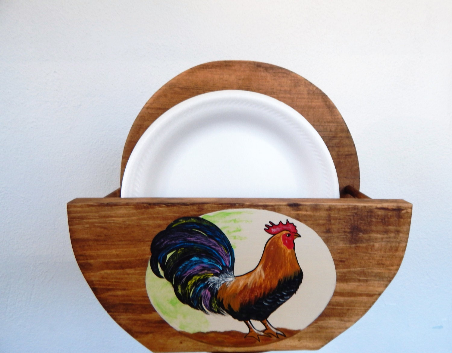 Paper Plate Holder Wooden Plate Holder Rooster Decor