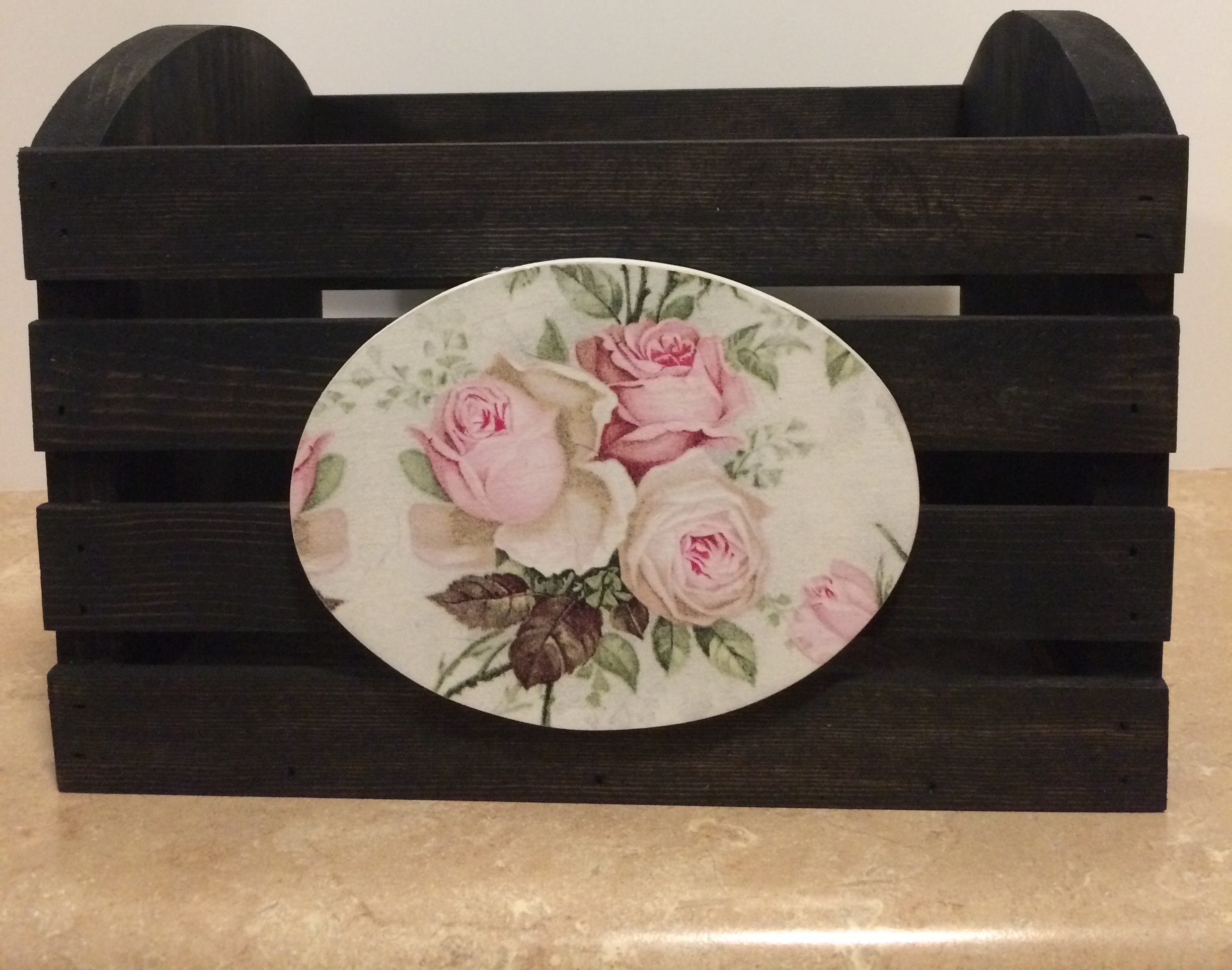 Decorative storage box,Wooden Box,Bathroom Decor,Bathroom Storage,Handmade box,Rose Decor