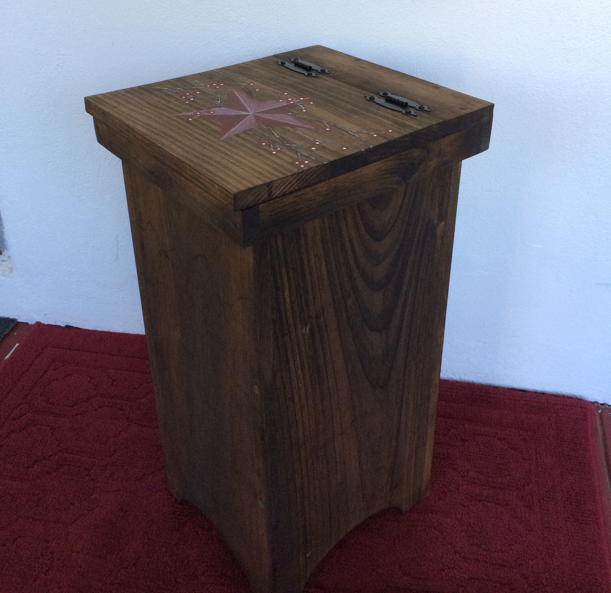 Kitchen Trash Bin Trash Bin Wooden Trash Bin Primitive Star Decor