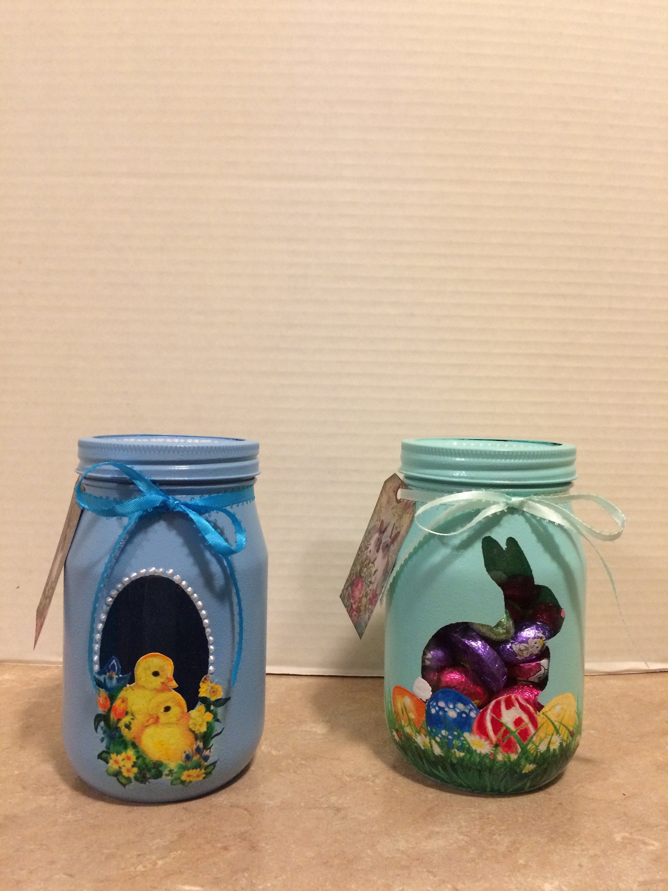 Candy Jars,Set of 2 Mason Candy Jars,Easter Candy Jars,Easter Decor
