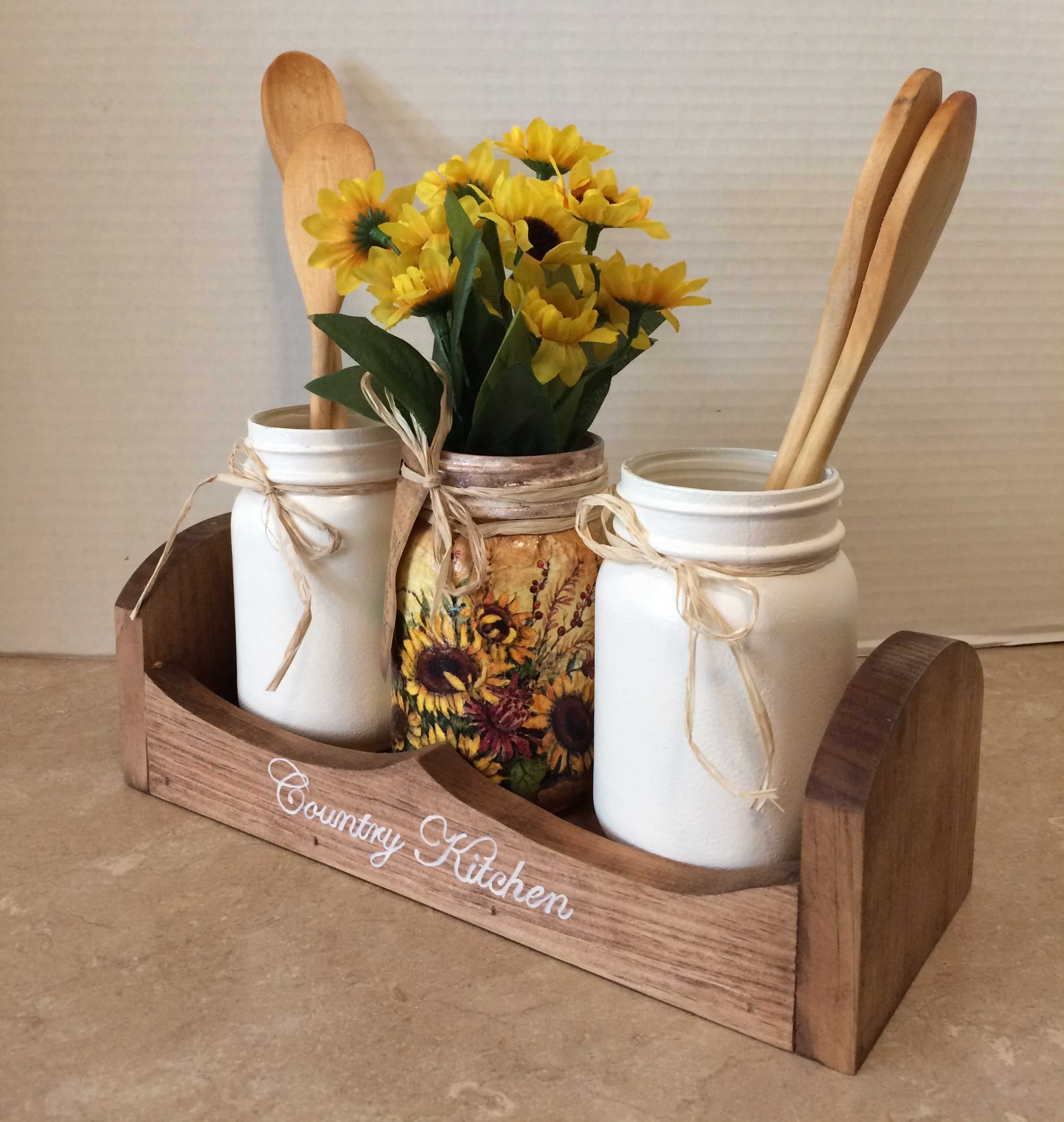 Kitchen Utensil Holders,Mason Jar Utensil Holders,Mason Jar Decor,Country Decor,Farmhouse Decor