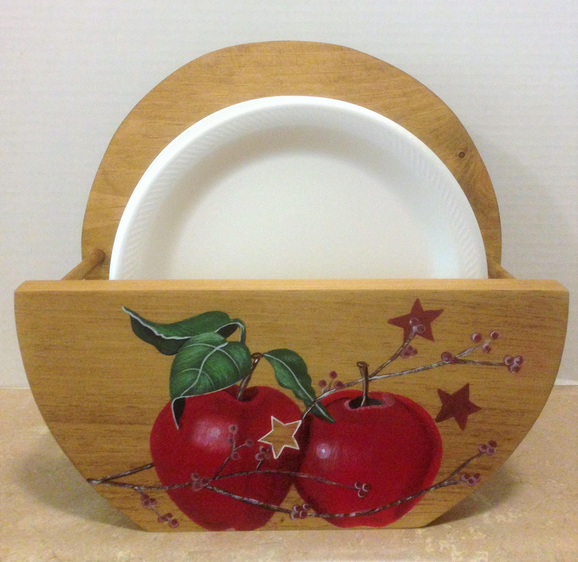 Paper Plate Holder Apple Decor Country Decor Apple Kitchen