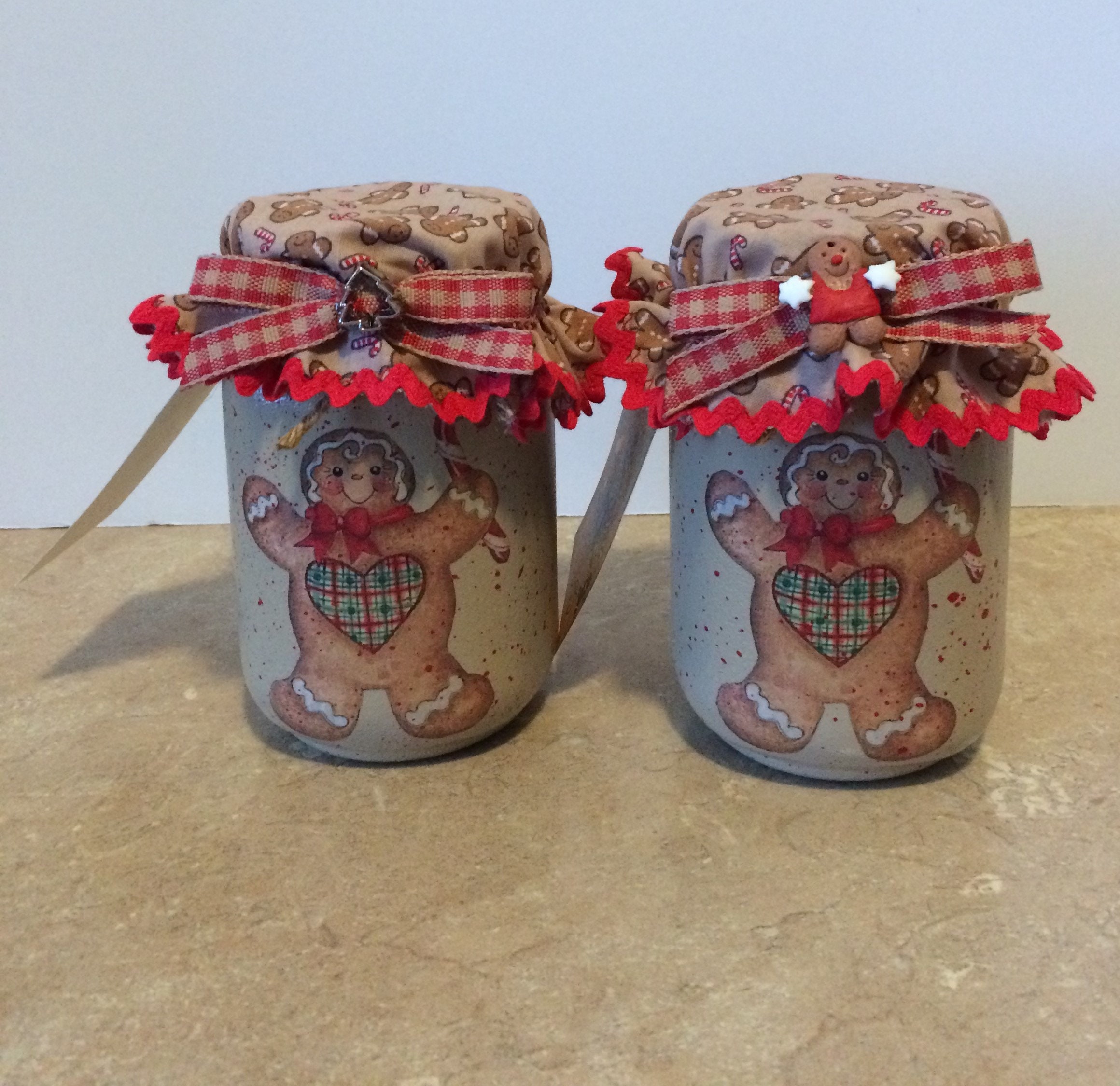 Set of 2 Christmas candy jars,Gift for coworkers,Mason Jar Decor