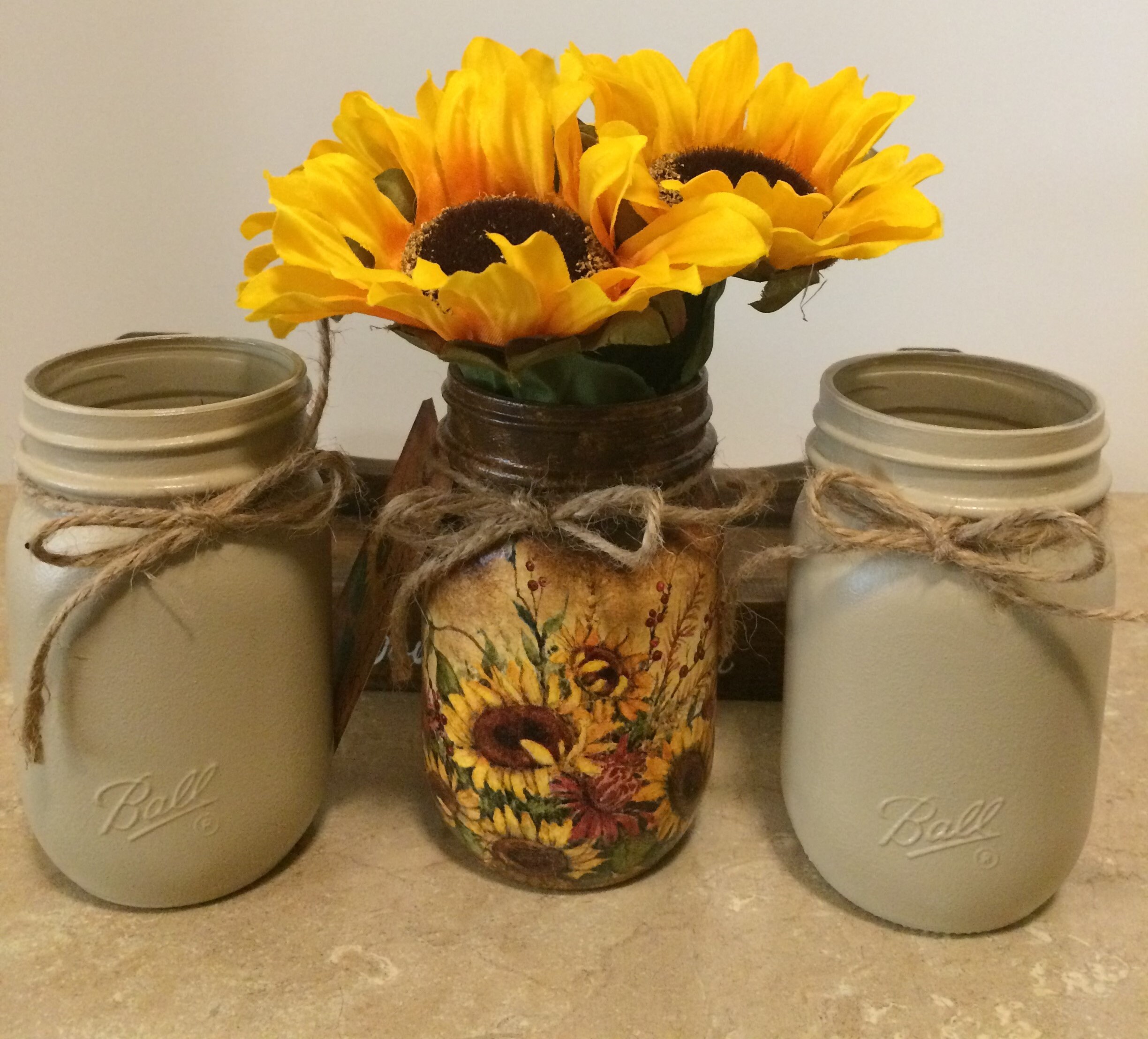 Kitchen Utensil HolderMason Jar DecorSunflower Decor 