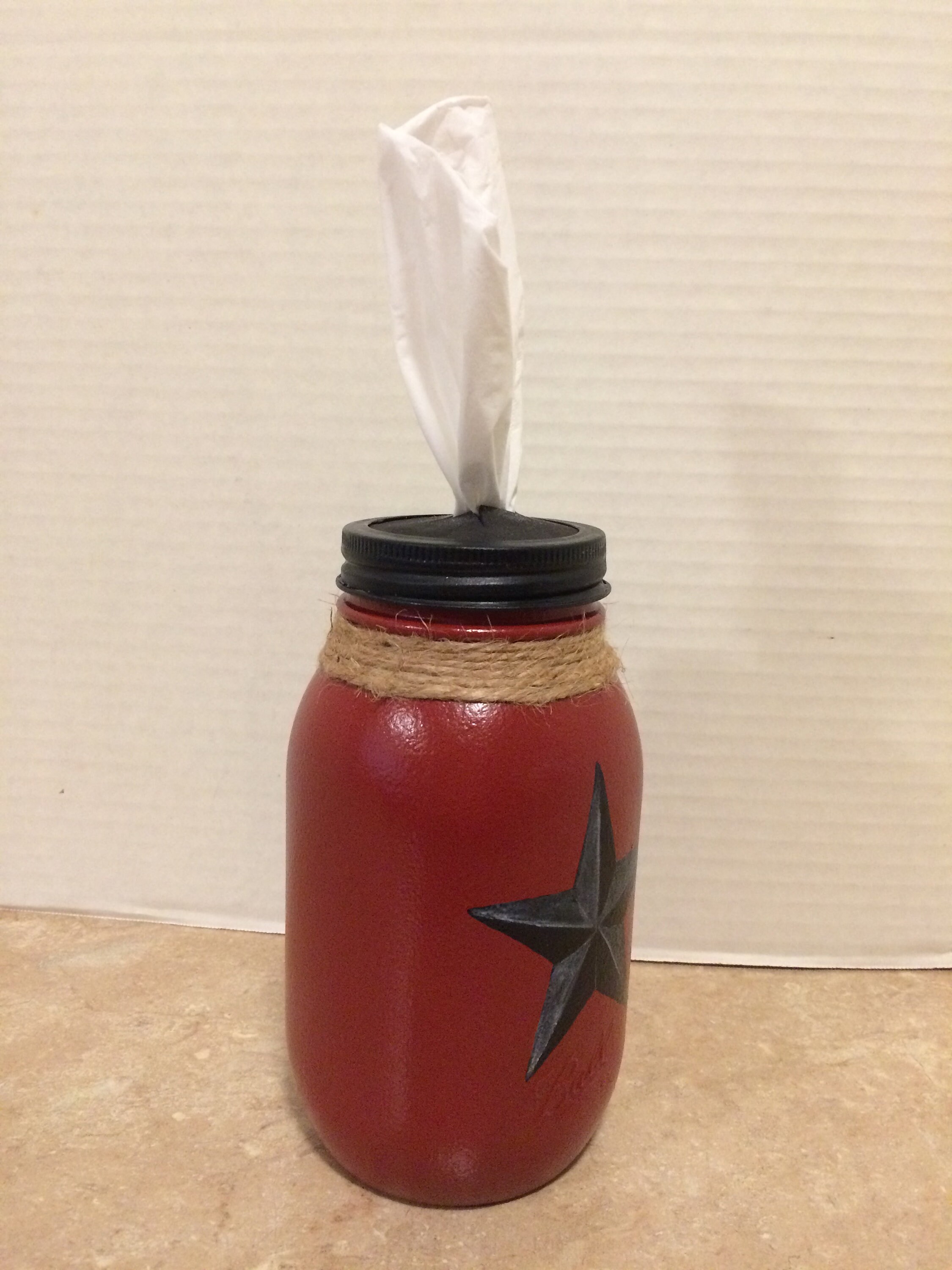 Kleenex Tissue Holder,TissueHolder,Mason Jar Tissue Holder,Mason Jar Decor, Primitive Decor