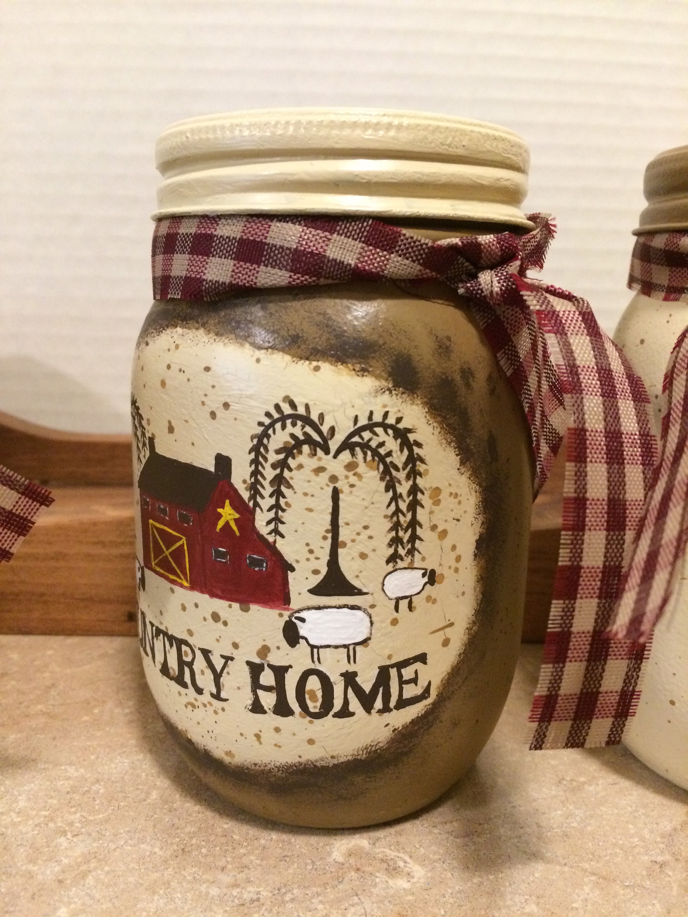 Mason Jar Utensil Holder, Mason Jar Kitchen Utensil Holder,Primitive