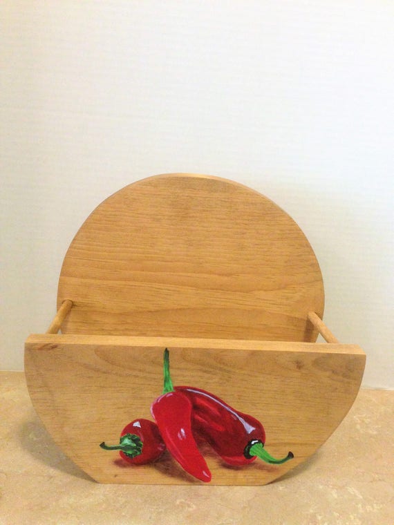 Paper Plate Holder, Wooden Plate Holder,Chili Pepper Decor, Chili Pepper Kitchen, Chili Peppers, Mother's day gift, Red Pepper