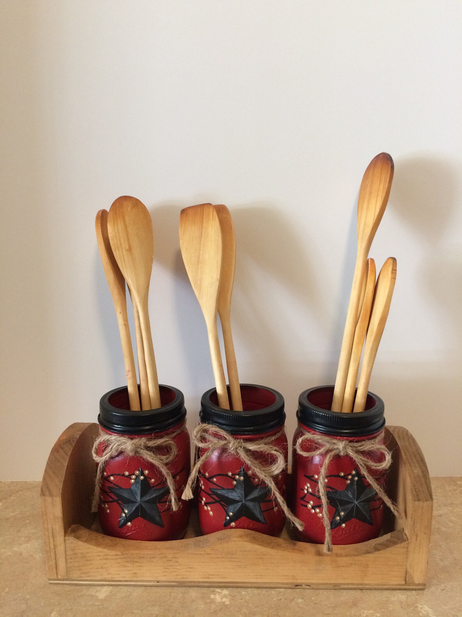 Mason Jar Kitchen Utensil Holdersmason Jar Decorblack Etsy