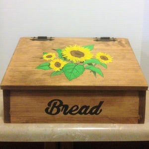 Bread Box  Wooden Bread Box  Kitchen Bread Box  Sunflower Decor  Farmhouse Decor Sunflower Kitchen Decor  Sunflower Kitchen Country Decor