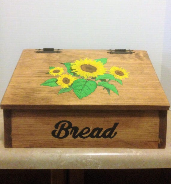 Bread Box  Wooden Bread Box  Kitchen Bread Box  Sunflower Decor  Farmhouse Decor Sunflower Kitchen Decor  Sunflower Kitchen Country Decor