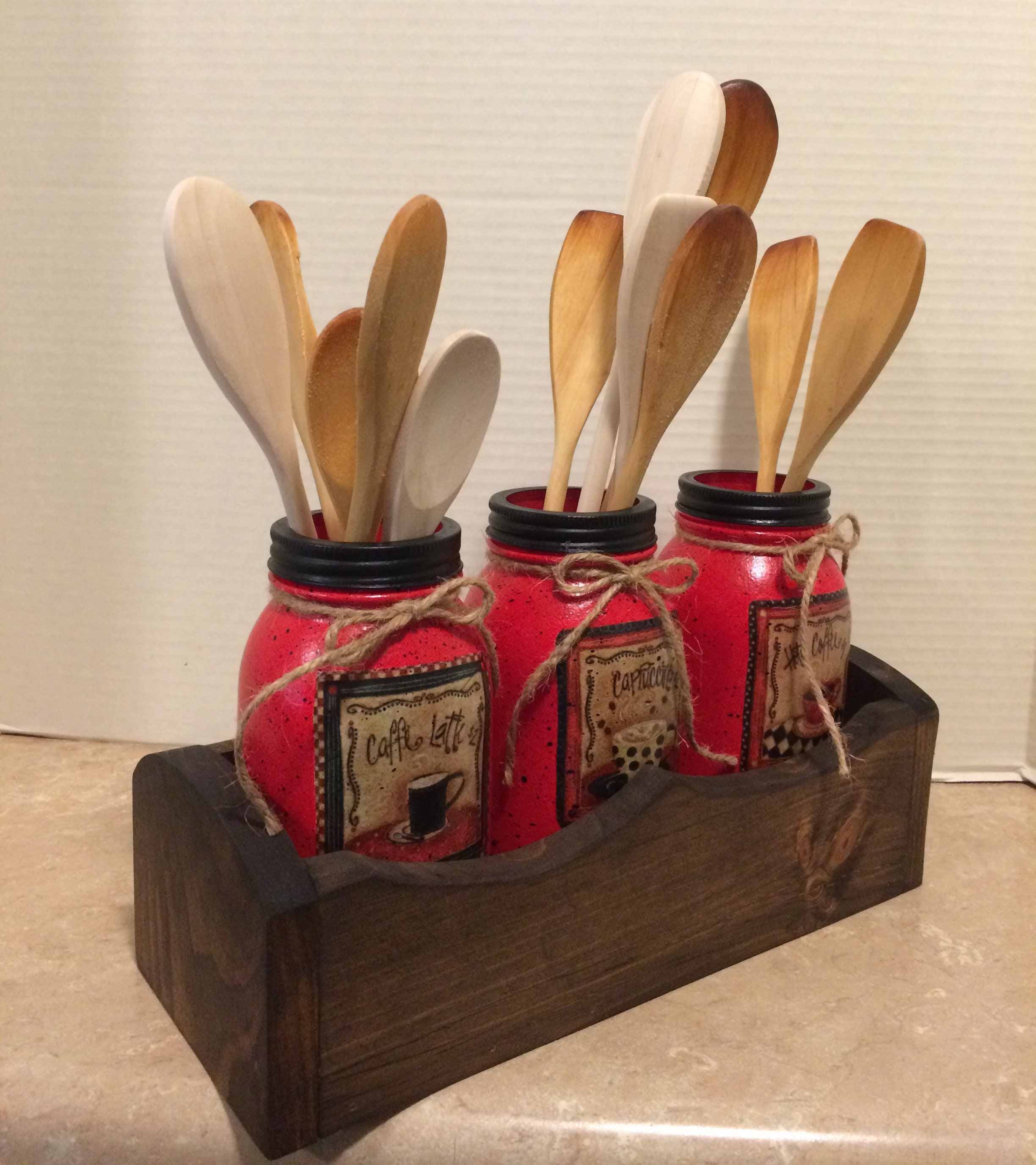 Kitchen Utensil Holders,Coffee Decor,Mason jar Utensil ...