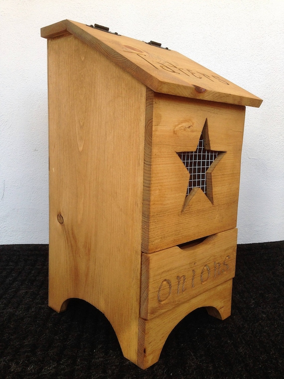 Potato Bin, Tater and Onion, Kitchen Storage Vegetable Bin, Box for Veggies, Primitive Decor, Rustic Decor, Farmhouse