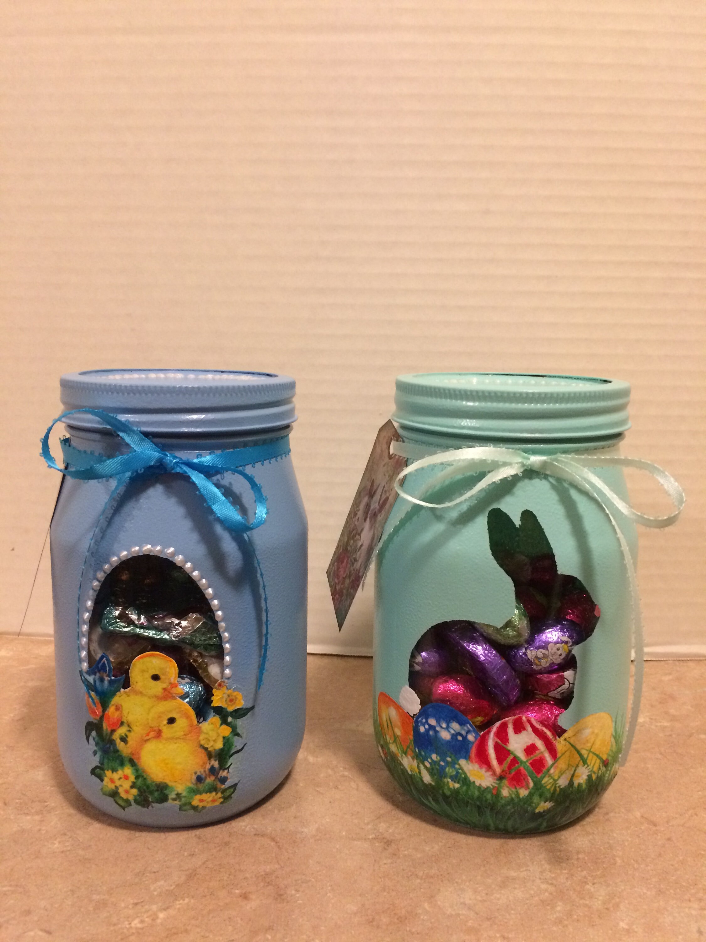Candy Jars,Set of 2 Mason Candy Jars,Easter Candy Jars,Easter Decor
