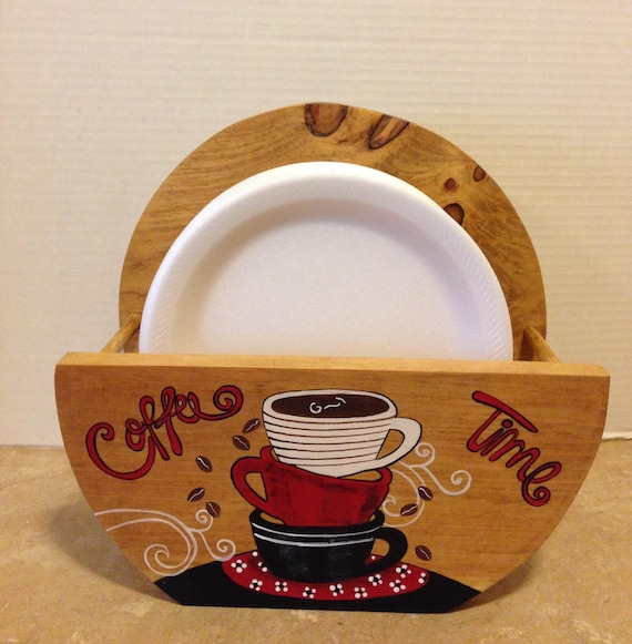 Paper Plate Holder Coffee Theme  Coffee Decor Coffee Lovers Gift  Bistro Decor  Coffee Kitchen Theme  Coffee Kitchen  Holder for Plates