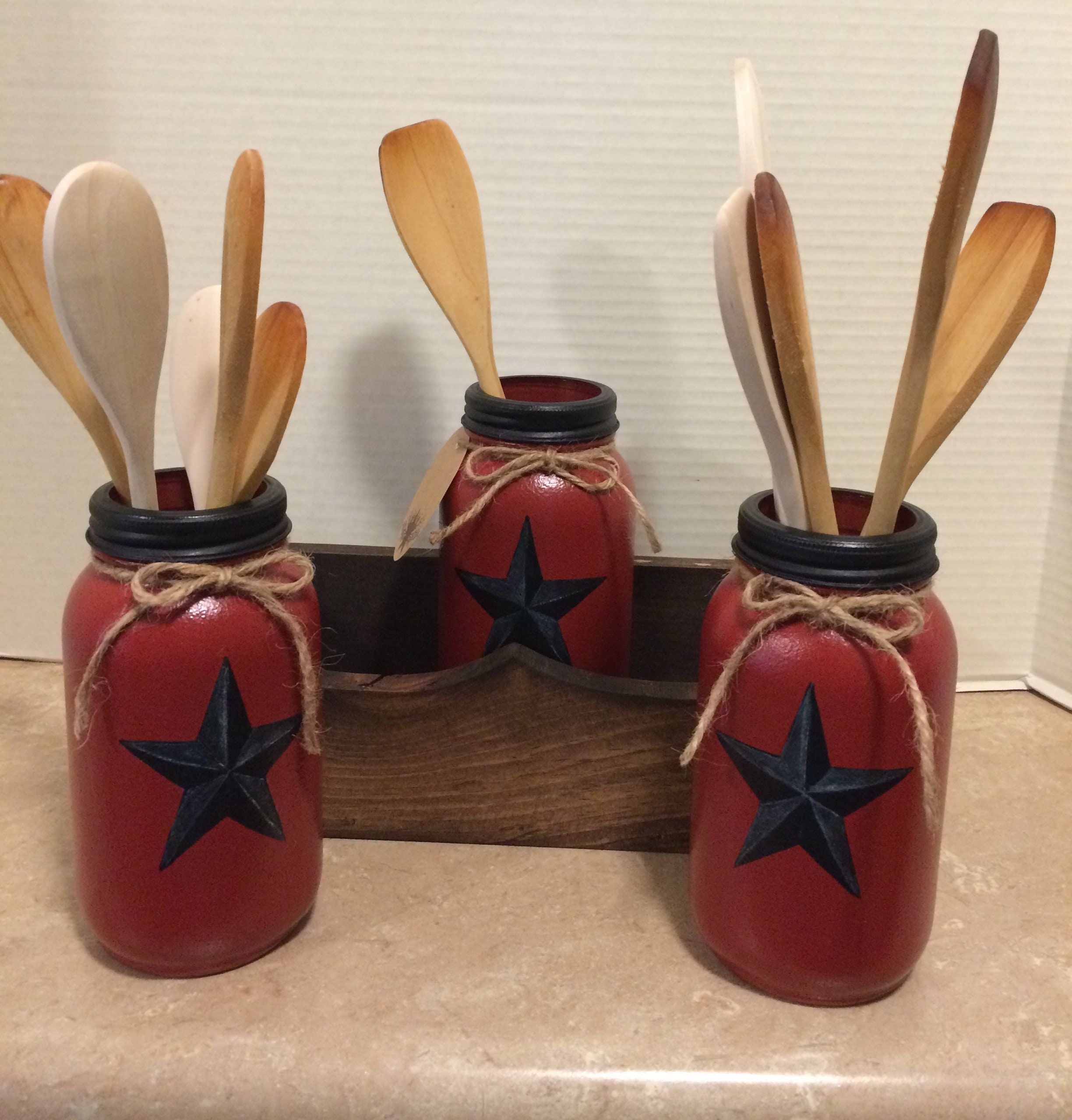 Mason Jar Utensil Holder,Kitchen Utensil Holder,Mason Jar Decor,Utensil