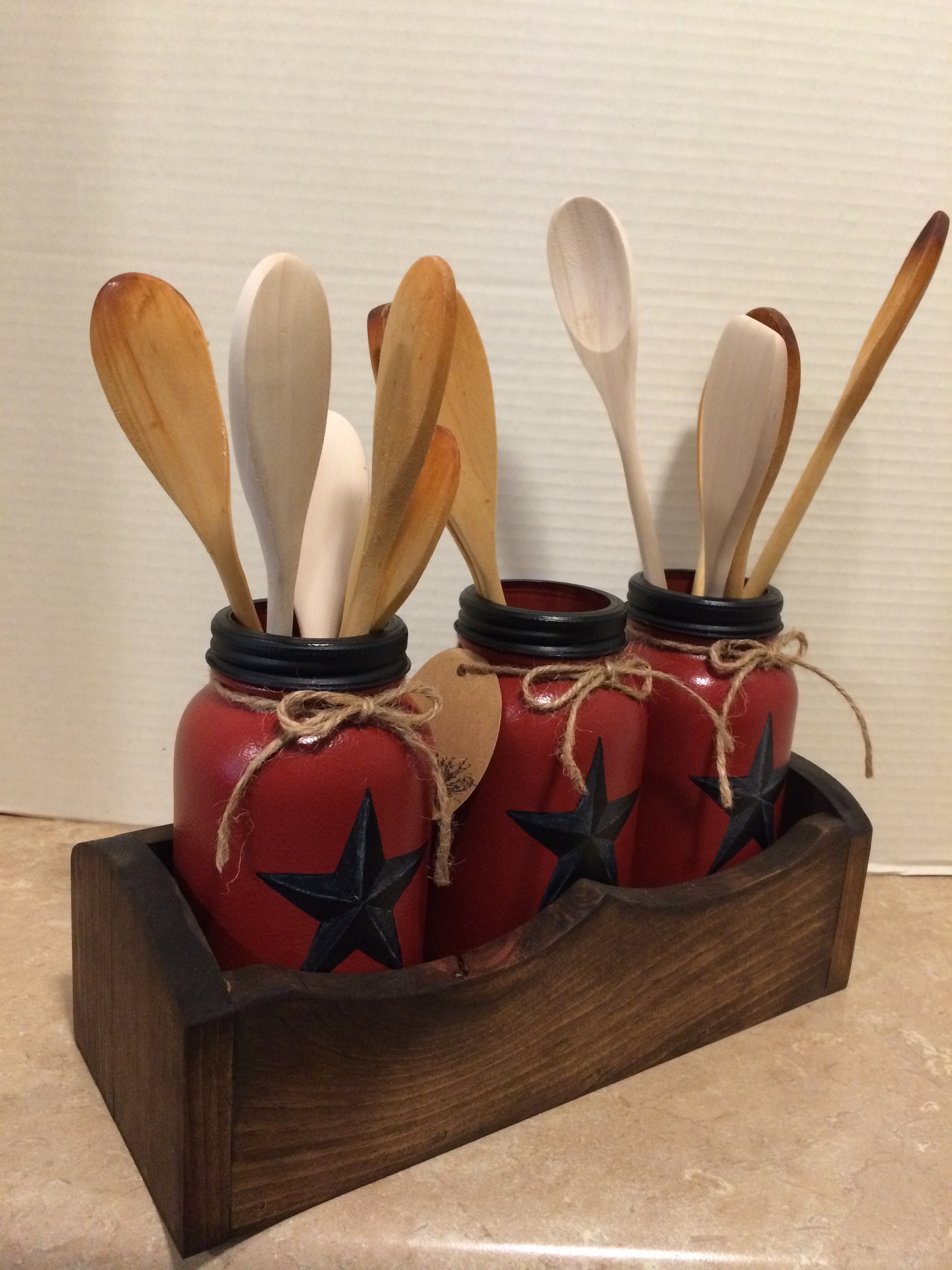 Mason Jar Utensil Holder,Kitchen Utensil Holder,Mason Jar Decor,Utensil