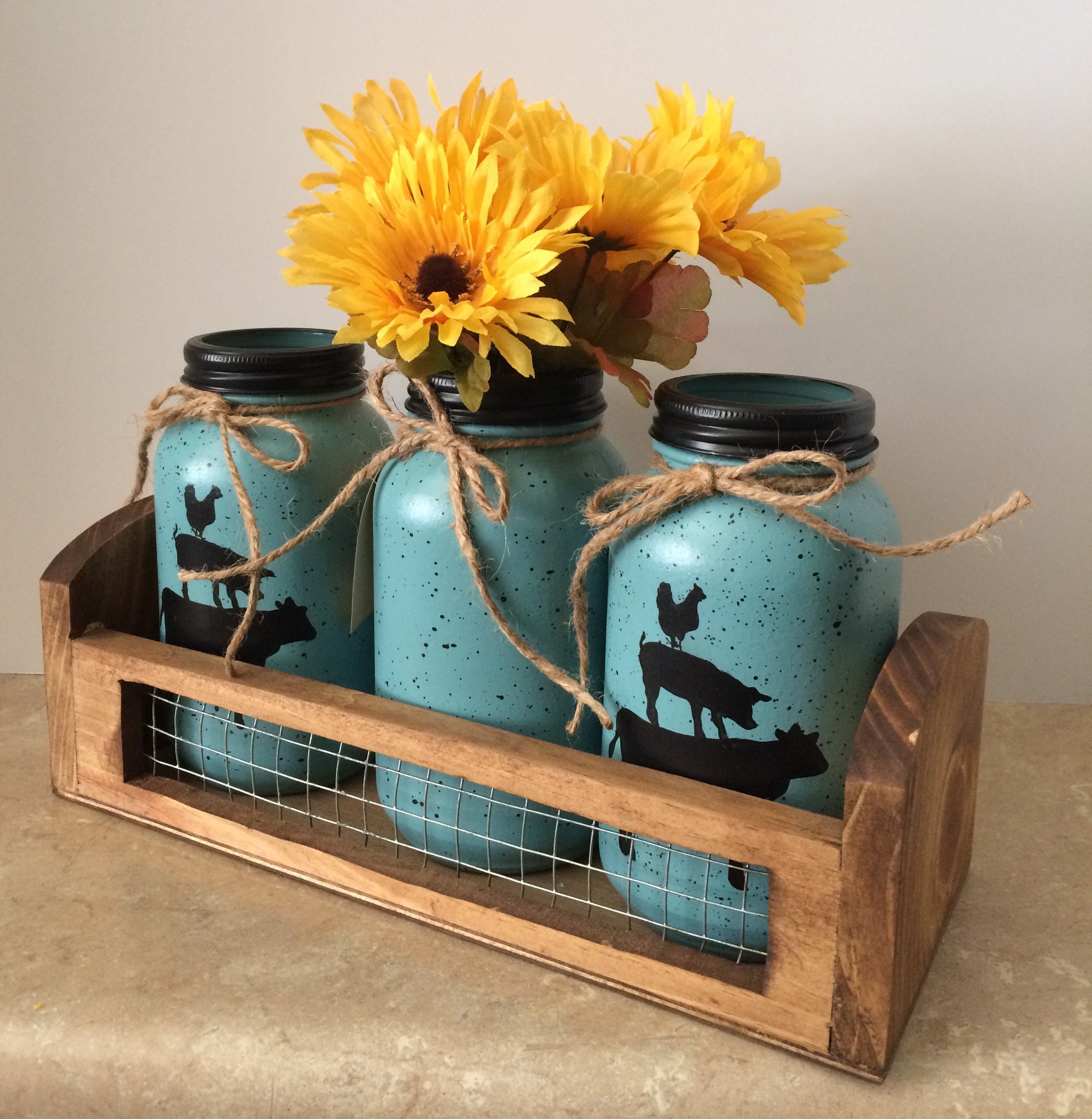 Mason Jar Kitchen Utensil Holders,Mason Jar Decor,Farmhouse Decor,Farm