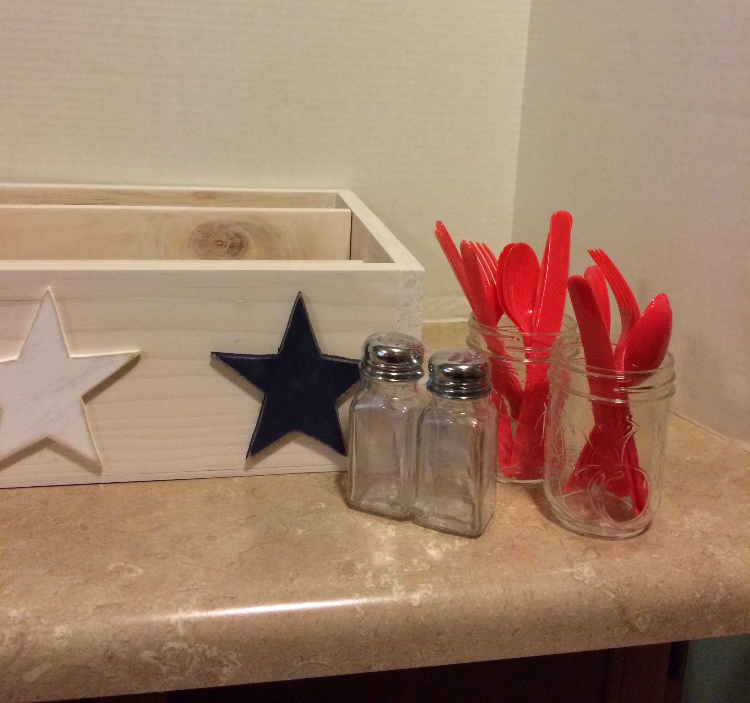 Table caddy, Picnic Caddy, Kitchen Caddy, Americana Decor, Housewarming