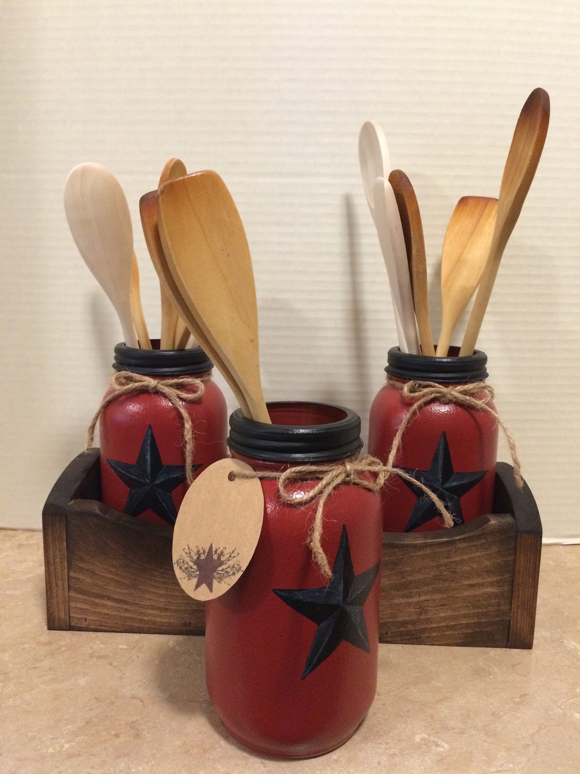 Mason Jar Utensil Holder,Kitchen Utensil Holder,Mason Jar Decor,Utensil