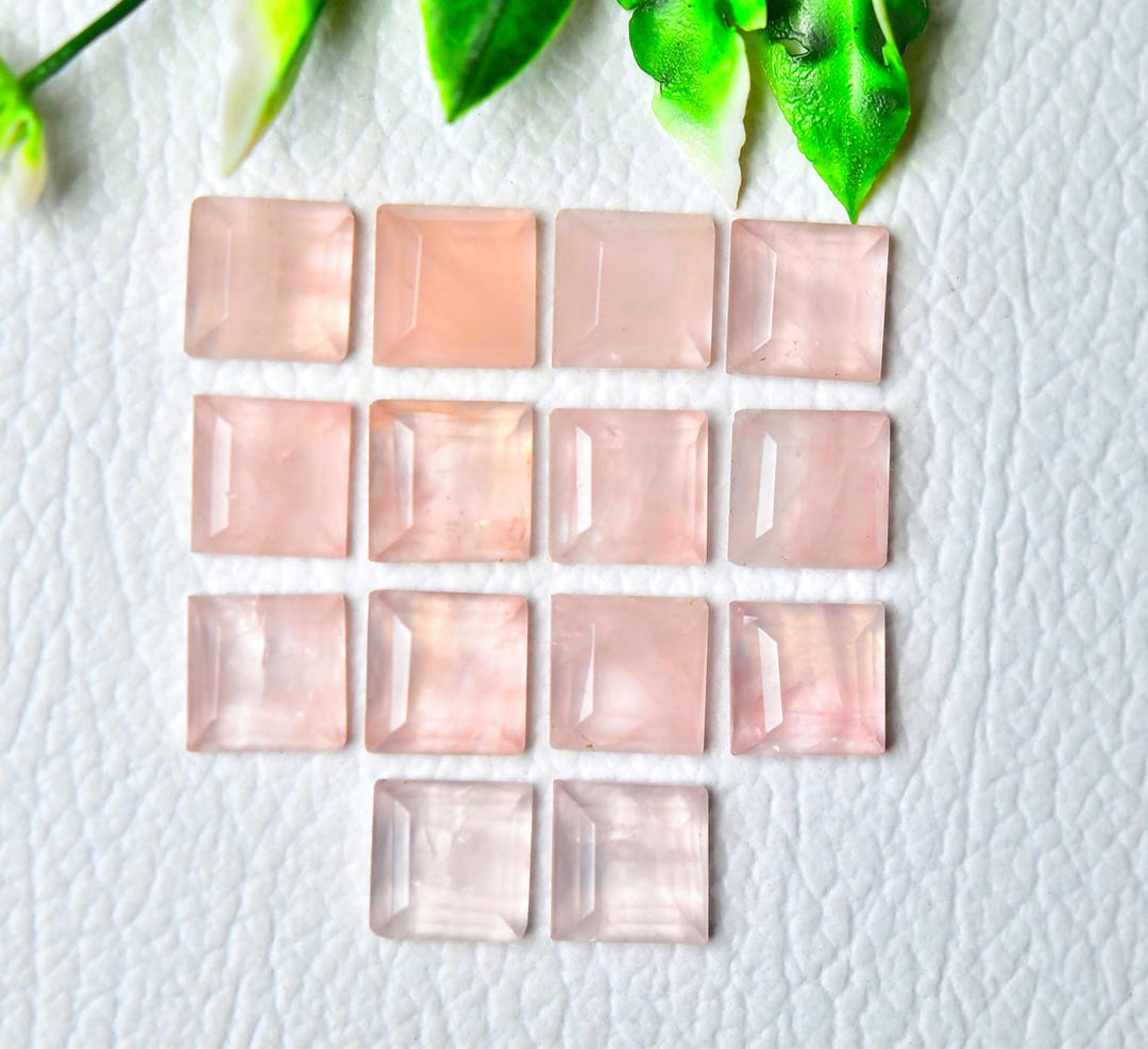 Square Loos Natural Rose Quartz Square Loose Stone Step Cut Quartz Square 10mm ...