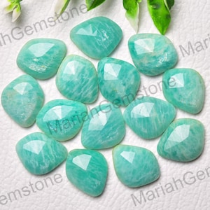 Natural Amazonite Slice Faceted Slices Rose Cut Cabochon Flat Back Gemstone Faceted Loose Stone Handmade Jewelry Gems 15x19mm 4,6,8pcs No875