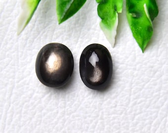 17.50Cts Natural Black Sheen Moonstone Oval Cabochon Loose Gemstone Cab Smooth Moonstone Jewelry Making 11.4x13.2mm to 9.9x13.6mm 2pcs no961