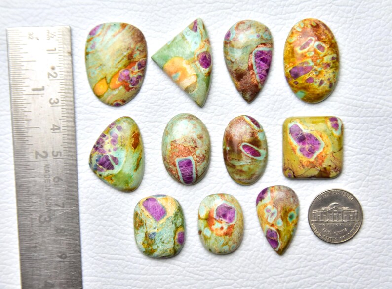 Natural Ruby Fuchsite Cabochon Gemstone Loose Ruby Fuchsite Stone Polished Cabochon Gemstone Healing Crystal Handmade Jewelry Supply No1001 image 2